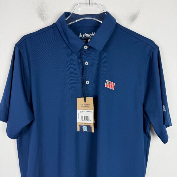 NWT Chubbies The Out of the Blue Performance Polo 2.0 Navy US Flag Size Medium M - Picture 3 of 12